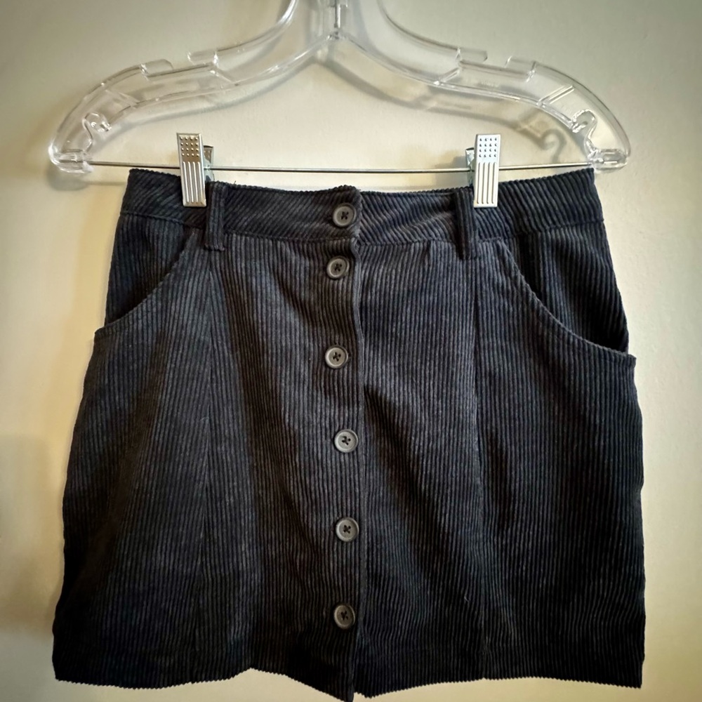 Chic Black Corduroy Mini Skirt